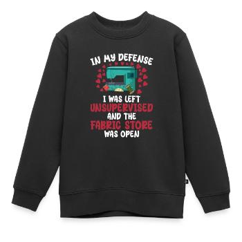 In my defense i was left unsupervised - Sweat Premium enfant bio - noir - Devant - AI Model Kid Female (0cm)