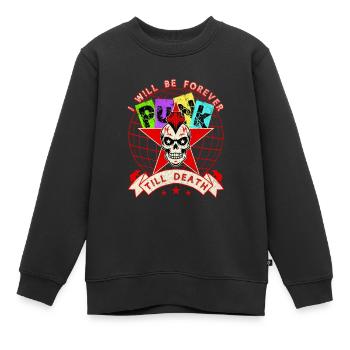 Punk pour toujours jusqu’à la mort Mohawk Crâne Grunge Art - Sweat Premium enfant bio - noir - Devant - AI Model Kid Female (0cm)
