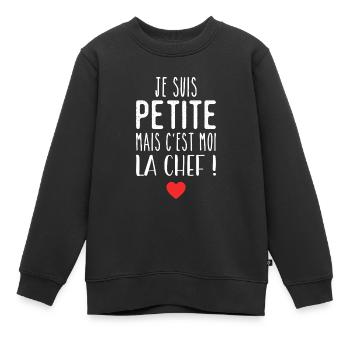Ich bin klein, aber ich bin der Chef - Kinder Premium Organic Sweatshirt - Schwarz - Vorne - AI Model Kid Female (0cm)
