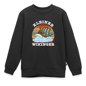 Kleiner Wikinger Wikingerboot - Kinder Premium Organic Sweatshirt - Schwarz - Vorne - AI Model Kid Female (0cm)