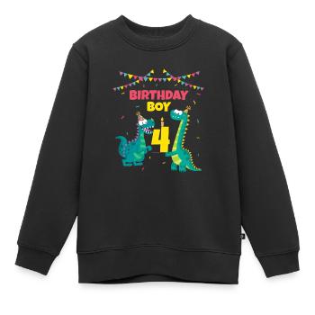 Geburtstagskind 4 Dinosaurier T-rex Dino Lover - Kinder Premium Organic Sweatshirt - Schwarz - Vorne - AI Model Kid Female (0cm)