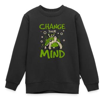 Change your design to climate change - Kids Premium Organic Sweatshirt - black - Front - AI Model Kid Female (0cm)