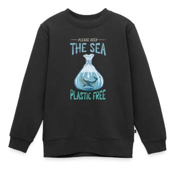 Keep the sea plastic-free for the climate - Kids Premium Organic Sweatshirt - black - Front - AI Model Kid Female (0cm)