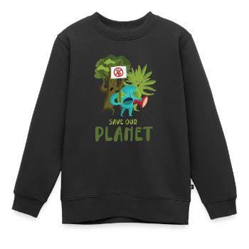 Speichern Sie Unser Planetendesign Für Den - Kinder Premium Organic Sweatshirt - Schwarz - Vorne - AI Model Kid Female (0cm)