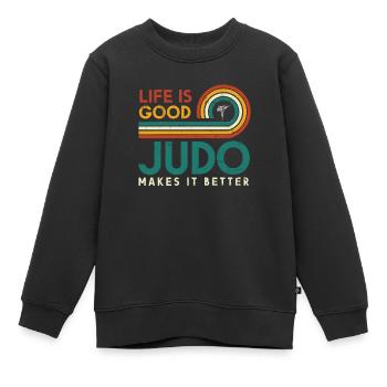 Das Leben Ist Gut, Judo Macht Es Besser - Kinder Premium Organic Sweatshirt - Schwarz - Vorne - AI Model Kid Female (0cm)
