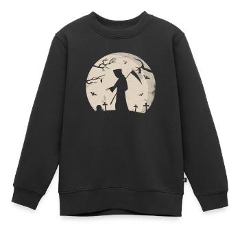 Sensenmann Bei Vollmond Auf Dem Friedhof, Okkult - Kinder Premium Organic Sweatshirt - Schwarz - Vorne - AI Model Kid Female (0cm)