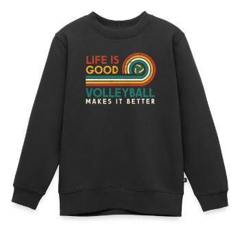 Das Leben Ist Gut Volleyball Macht Es Besser Für - Kinder Premium Organic Sweatshirt - Schwarz - Vorne - AI Model Kid Female (0cm)