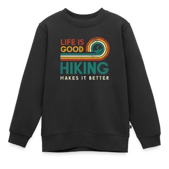 Das Leben Ist Gut Wandern Macht Es Besser Design - Kinder Premium Organic Sweatshirt - Schwarz - Vorne - AI Model Kid Female (0cm)