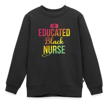 Infirmière noire éduquée pour les fiers - Sweat Premium enfant bio - noir - Devant - AI Model Kid Female (0cm)