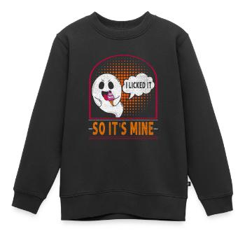 Je l’ai léché, donc il m’appartient pour un - Sweat Premium enfant bio - noir - Devant - AI Model Kid Female (0cm)