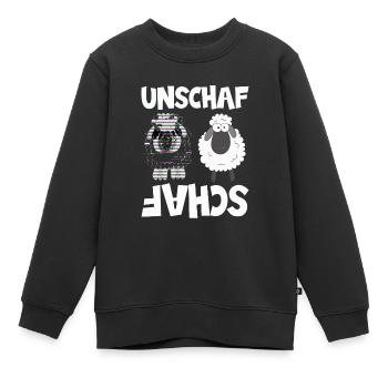 Schaf Unschaf Wortwitz, Schafe - Kinder Premium Organic Sweatshirt - Schwarz - Vorne - AI Model Kid Female (0cm)