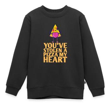 Tu as volé une pizza, mon cœur design - Sweat Premium enfant bio - noir - Devant - AI Model Kid Female (0cm)