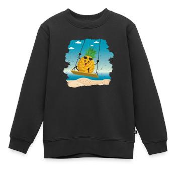 Ananas-schaukel-design Für Strandliebhaber Ananas - Kinder Premium Organic Sweatshirt - Schwarz - Vorne - AI Model Kid Female (0cm)