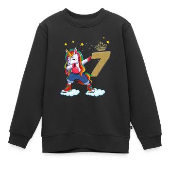 Einhorn Geburtstag 7 Jahre alt Original Mädchen Geschenk - Kinder Premium Organic Sweatshirt - Schwarz - Vorne - AI Model Kid Female (0cm)