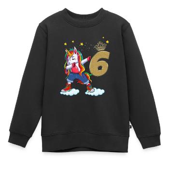 Einhorn Mädchen Geburtstag 6 Jahre - Kinder Premium Organic Sweatshirt - Schwarz - Vorne - AI Model Kid Female (0cm)