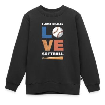 J’adore le design de softball pour le baseball - Sweat Premium enfant bio - noir - Devant - AI Model Kid Female (0cm)