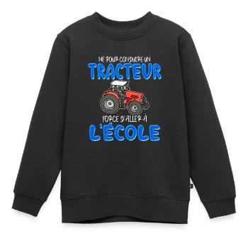 Le Tracteur De Mon Petit Garçon - Sweat Premium enfant bio - noir - Devant - AI Model Kid Female (0cm)