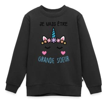 Grande soeur en 2021 - Sweat Premium enfant bio - noir - Devant - AI Model Kid Female (0cm)