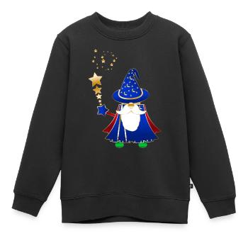 Assistant Wizzy - Sweat Premium enfant bio - noir - Devant - AI Model Kid Female (0cm)