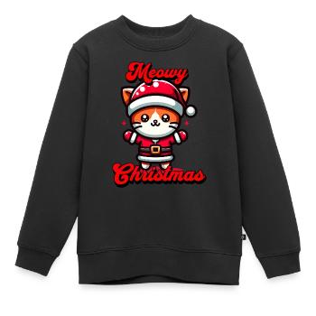 Meowy Christmas Cat | Christmas present - Kids Premium Organic Sweatshirt - black - Front - AI Model Kid Female (0cm)