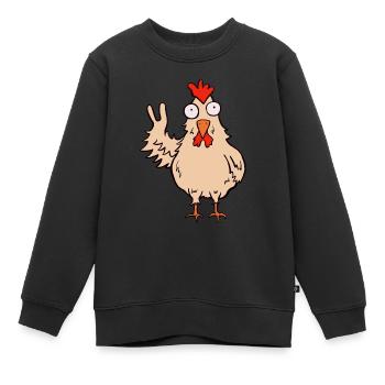 Funny Free Chicken- Poulet de la victoire - Sweat Premium enfant bio - noir - Devant - AI Model Kid Female (0cm)