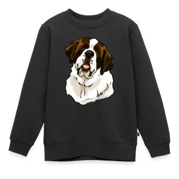 Tête de chien saint Bernard (textiles clairs) - Sweat Premium enfant bio - noir - Devant - AI Model Kid Female (0cm)