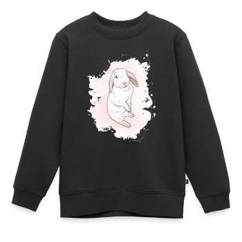 Hase weiß, rosa Aquarell - Kinder Premium Organic Sweatshirt - Schwarz - Vorne - AI Model Kid Female (0cm)