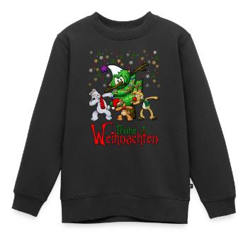 Dabbing Weihnachten Xmas-Dabbing Dab Hund Rentier - Kinder Premium Organic Sweatshirt - Schwarz - Vorne - AI Model Kid Female (0cm)