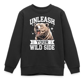 Bear Grizzly Bear Brown Bear Bear - Kids Premium Organic Sweatshirt - black - Front - AI Model Kid Female (0cm)