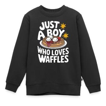 Gaufres Bonbons pour le petit-déjeuner - Sweat Premium enfant bio - noir - Devant - AI Model Kid Female (0cm)