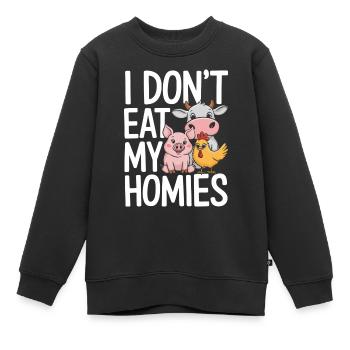 Végétarien Végétalien Végétarien Végétarien - Sweat Premium enfant bio - noir - Devant - AI Model Kid Female (0cm)