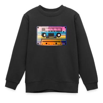 Kassette - Kinder Premium Organic Sweatshirt - Schwarz - Vorne - AI Model Kid Female (0cm)
