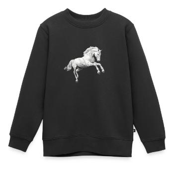 Weisses Pferd Schimmel Low Poly Logo Art Design - Kinder Premium Organic Sweatshirt - Schwarz - Vorne - AI Model Kid Female (0cm)