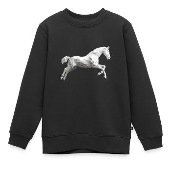 Weisses Pferd Low Poly Logo Art Design Schimmel - Kinder Premium Organic Sweatshirt - Schwarz - Vorne - AI Model Kid Female (0cm)