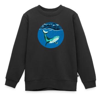 Baleine à bosse je bosse sous l'eau - Sweat Premium enfant bio - noir - Devant - AI Model Kid Female (0cm)