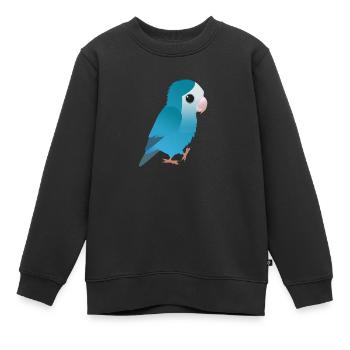 Cute blue lovebird - Kids Premium Organic Sweatshirt - black - Front - AI Model Kid Female (0cm)