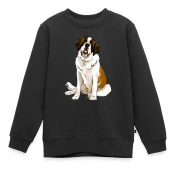 Chien Saint Bernard (textiles clairs) - Sweat Premium enfant bio - noir - Devant - AI Model Kid Female (0cm)