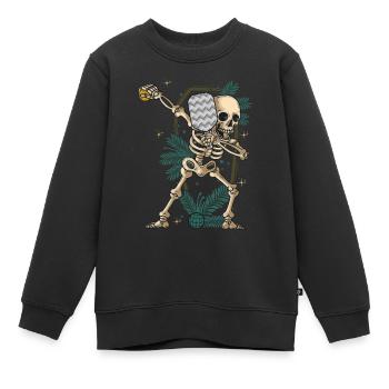 Halloween Pickleball Kostüm Dabbing Skelett - Kinder Premium Organic Sweatshirt - Schwarz - Vorne - AI Model Kid Female (0cm)