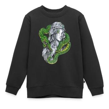 Statue Matie Madonna mit grüner Schlange Eden - Kinder Premium Organic Sweatshirt - Schwarz - Vorne - AI Model Kid Female (0cm)