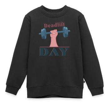 Deadlift Day Powerlifter Gym Entraînement - Sweat Premium enfant bio - noir - Devant - AI Model Kid Female (0cm)