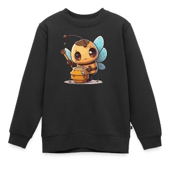 Honigbiene - Kinder Premium Organic Sweatshirt - Schwarz - Vorne - AI Model Kid Female (0cm)