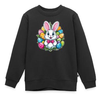 Funny little easter bunny with colorful eggs - Kids Premium Organic Sweatshirt - black - Front - AI Model Kid Female (0cm)