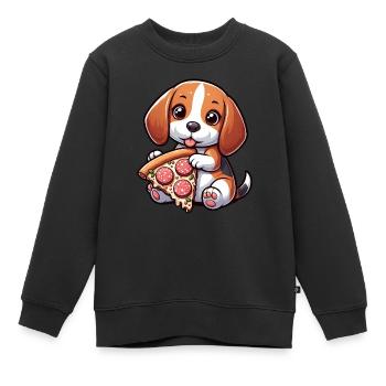 Pizza au salami pour chien Beagle - Sweat Premium enfant bio - noir - Devant - AI Model Kid Female (0cm)