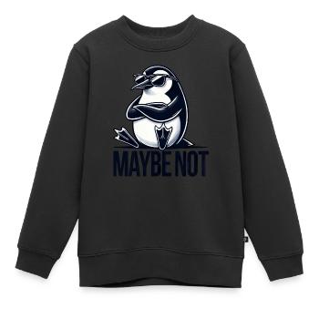 Cooler Pinguin mit Sonnenbrille lustlos - Kinder Premium Organic Sweatshirt - Schwarz - Vorne - AI Model Kid Female (0cm)