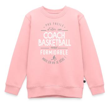 coach basketball formidable sport basketball - Sweat Premium enfant bio - rose - Devant - AI Model Kid Female (0cm)