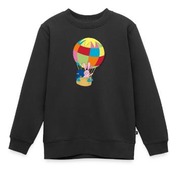 Elephant and Rabbit Balloon Ride - Kids Premium Organic Sweatshirt - black - Front - AI Model Kid Female (0cm)