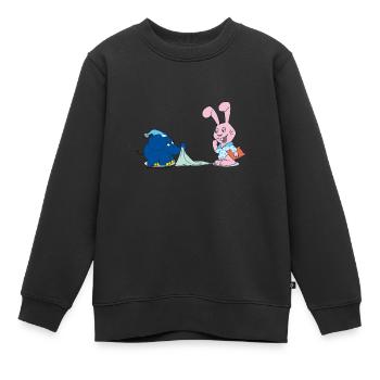 Elefant und Hase sind müde - Kinder Premium Organic Sweatshirt - Schwarz - Vorne - AI Model Kid Female (0cm)