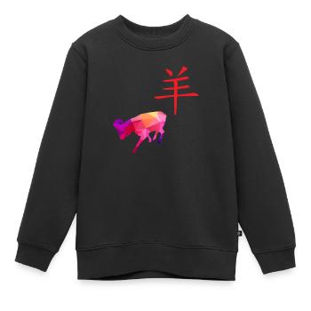 Chinesische Tierkreis Zeichen Ziege - Geschenkidee - Kinder Premium Organic Sweatshirt - Schwarz - Vorne - AI Model Kid Female (0cm)