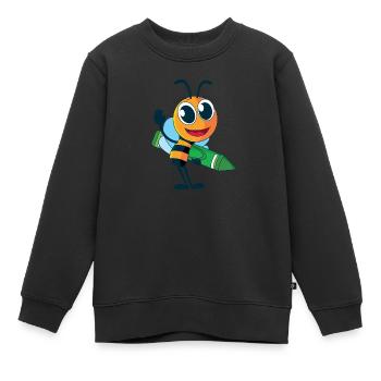 Abeille avec crayon - Sweat Premium enfant bio - noir - Devant - AI Model Kid Female (0cm)