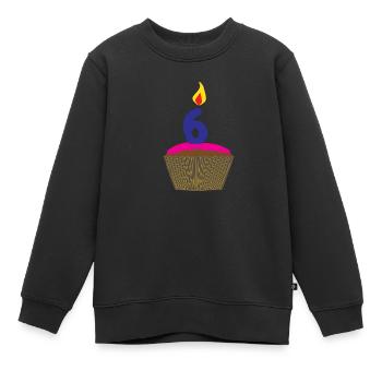 Cupcake mit Kerze Nummer 6 - Kinder Premium Organic Sweatshirt - Schwarz - Vorne - AI Model Kid Female (0cm)